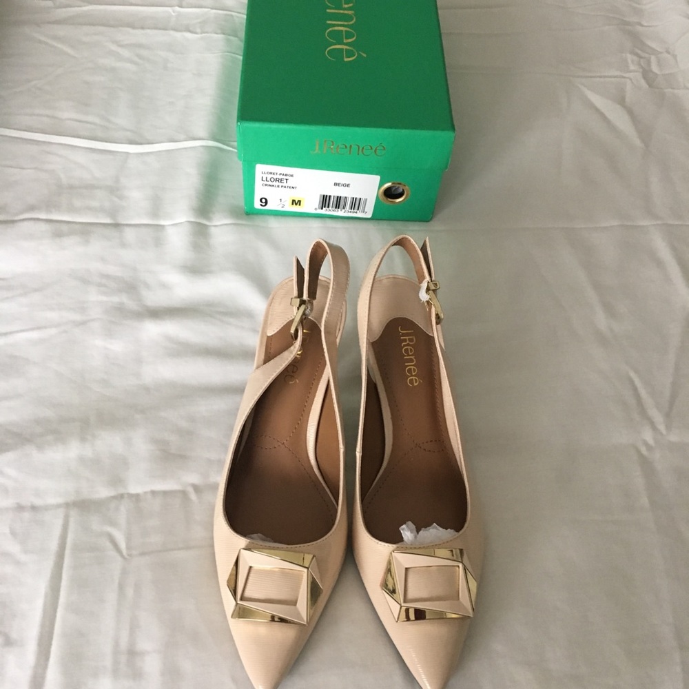 Women’s Sling Back Heel by JRenee, Sz 9.5M, beige